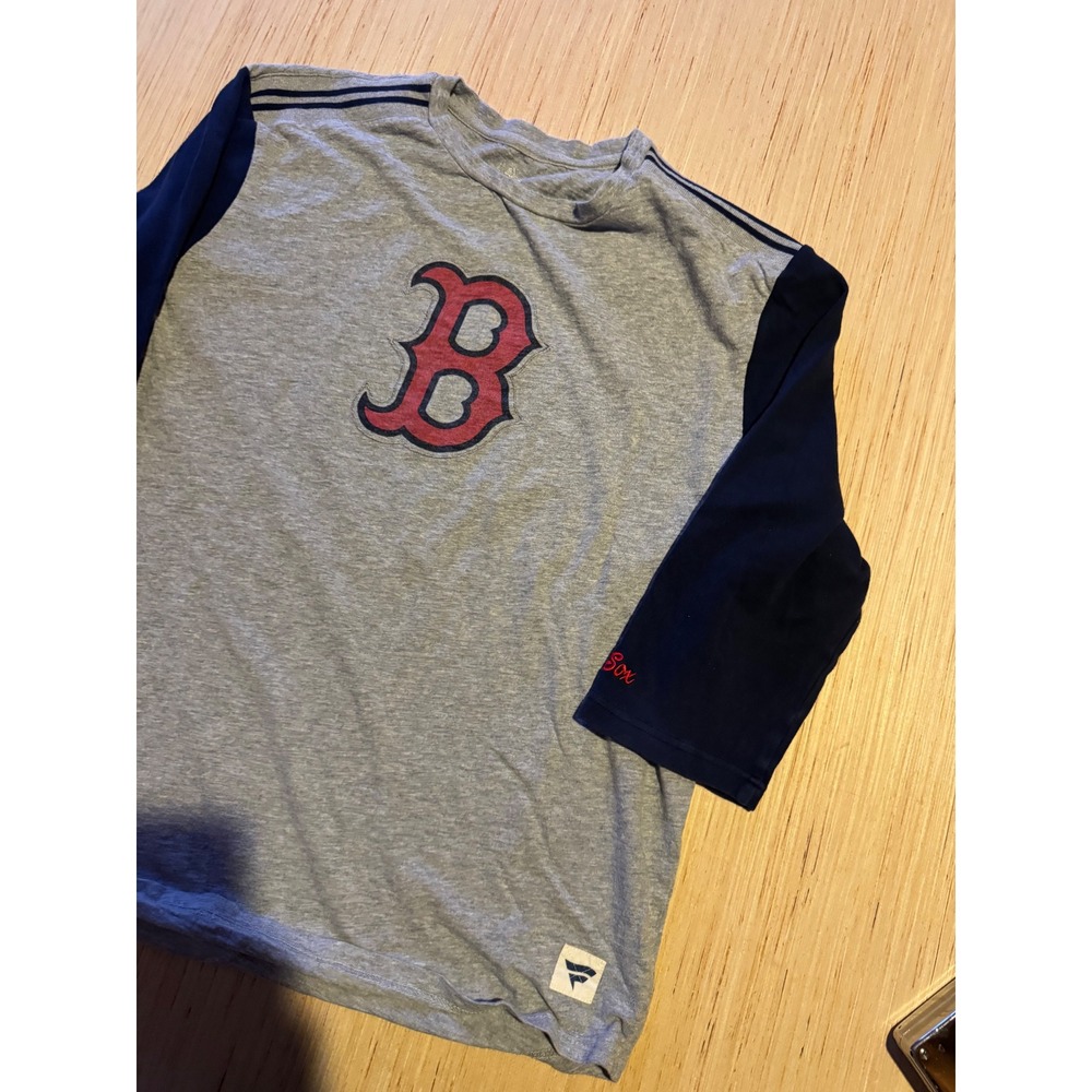 Fanatics Boston Red Sox MLB Raglan 3/4 Sleeve T-Shirt Mens Large Gray Navy 47